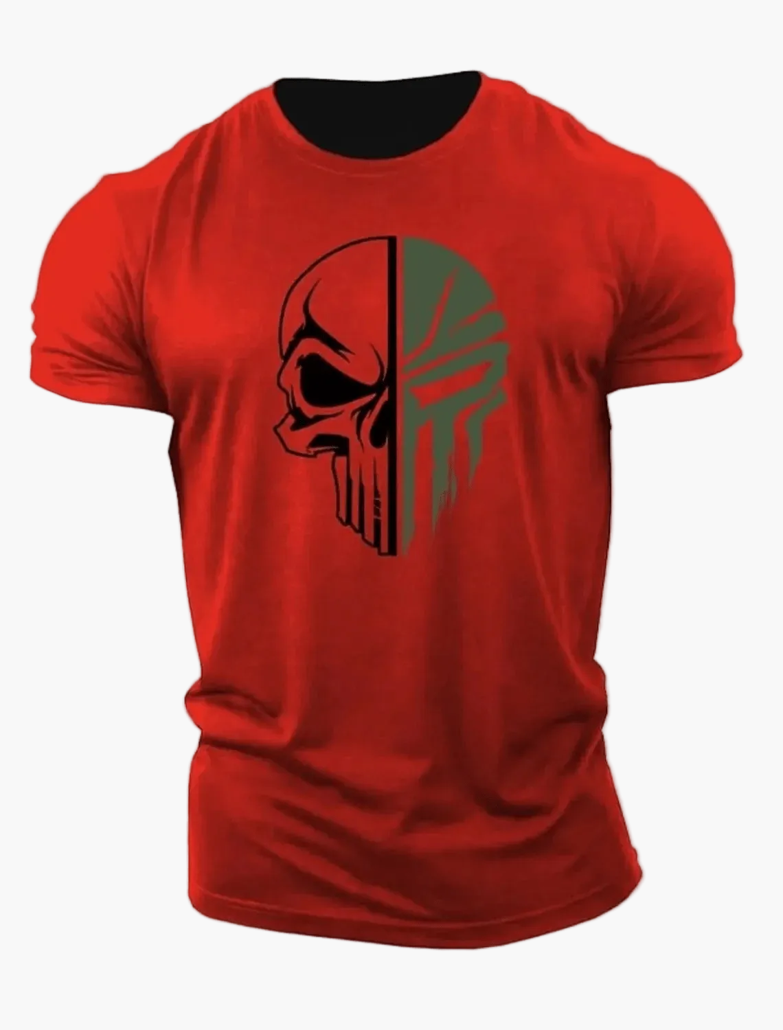 Men's Shirt with 3D Skull Design in Military Style – Urban Statement for Leisure and Exercise