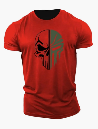 Men's Shirt with 3D Skull Design in Military Style – Urban Statement for Leisure and Exercise