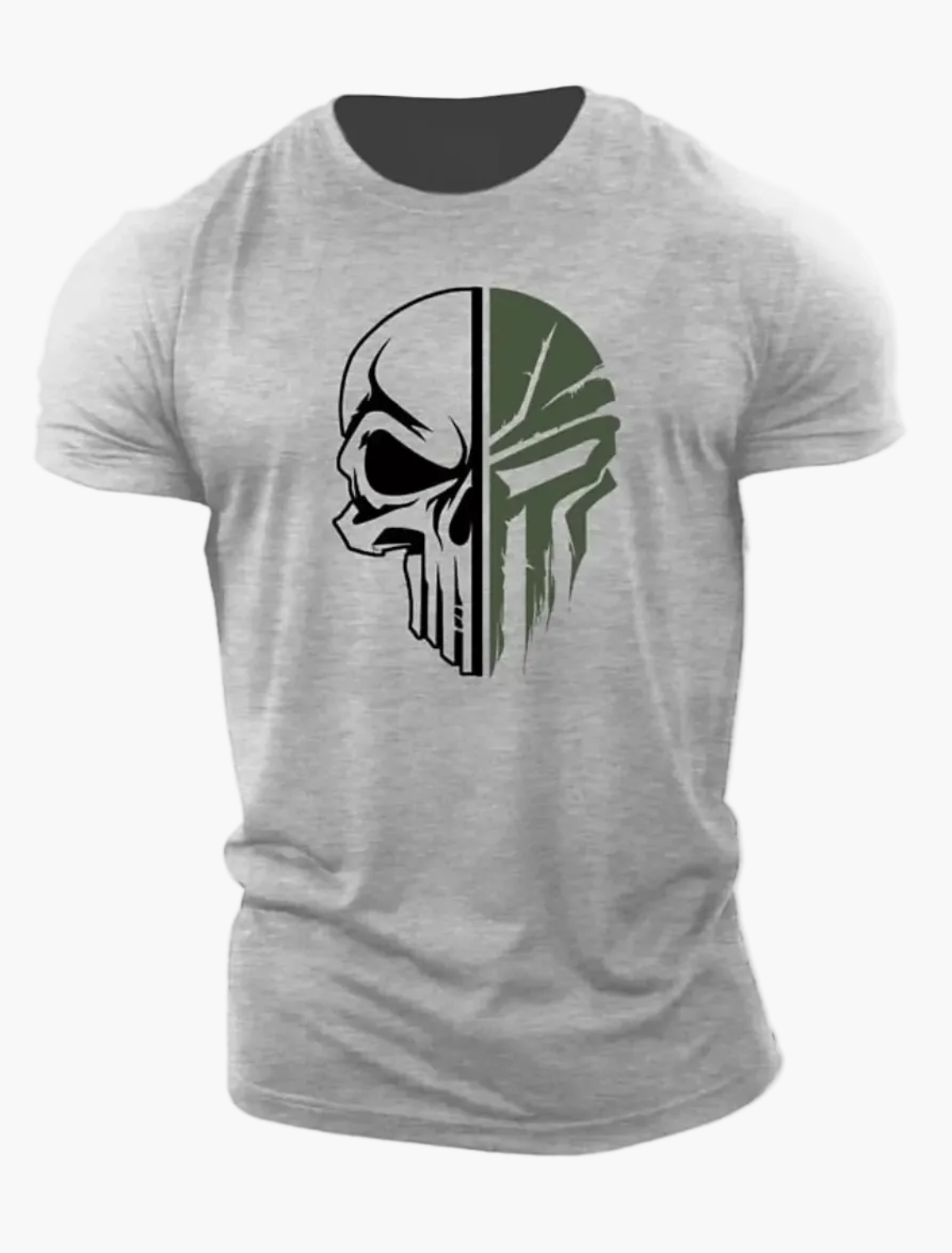 Men's Shirt with 3D Skull Design in Military Style – Urban Statement for Leisure and Exercise