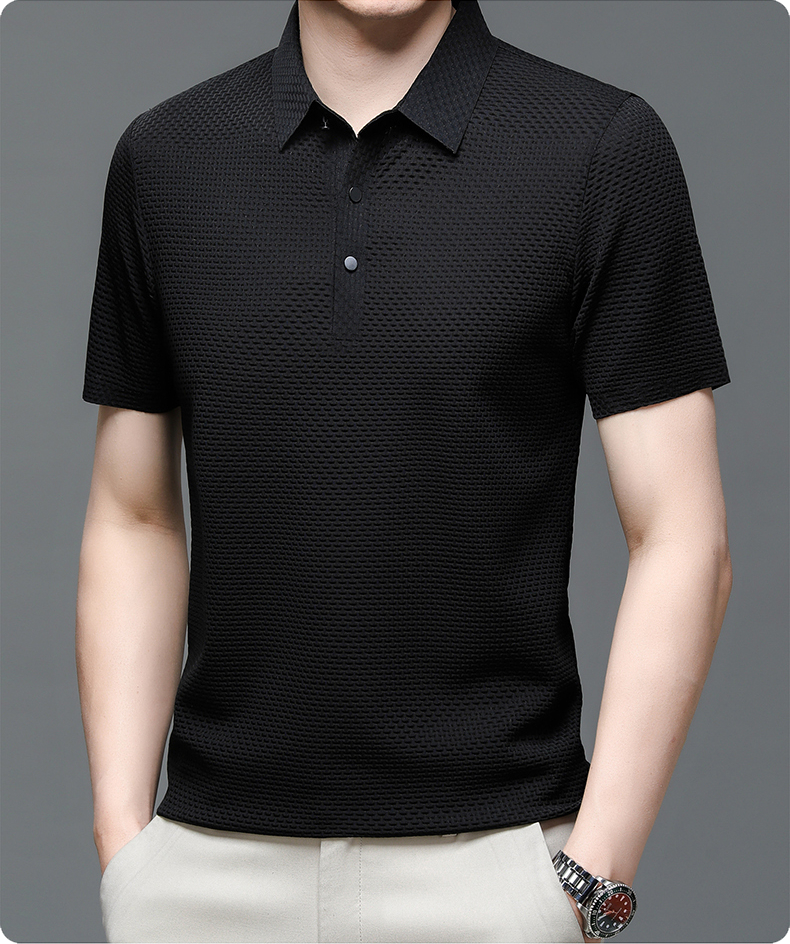 Men's Polo Shirt with Textured Pattern – Modern Casual and Business Polo Shirt