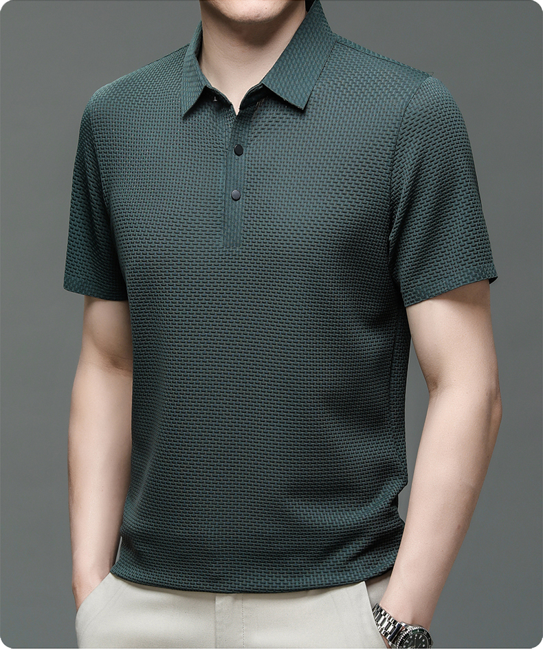 Men's Polo Shirt with Textured Pattern – Modern Casual and Business Polo Shirt