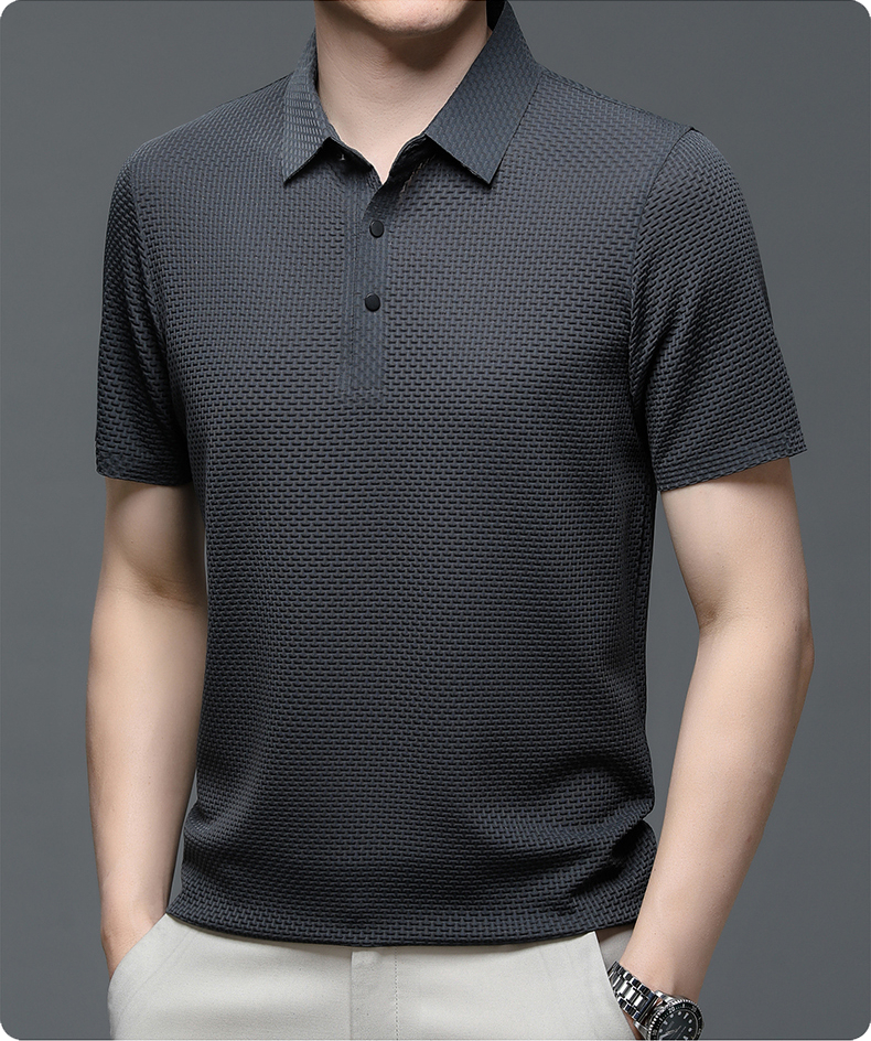 Men's Polo Shirt with Textured Pattern – Modern Casual and Business Polo Shirt