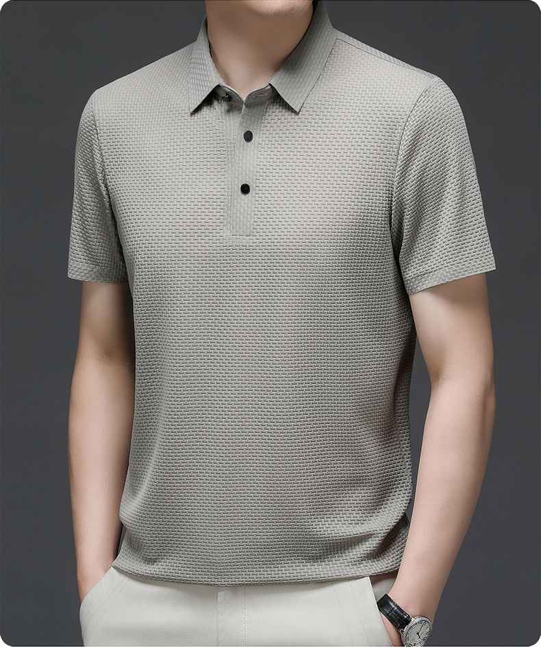 Men's Polo Shirt with Textured Pattern – Modern Casual and Business Polo Shirt