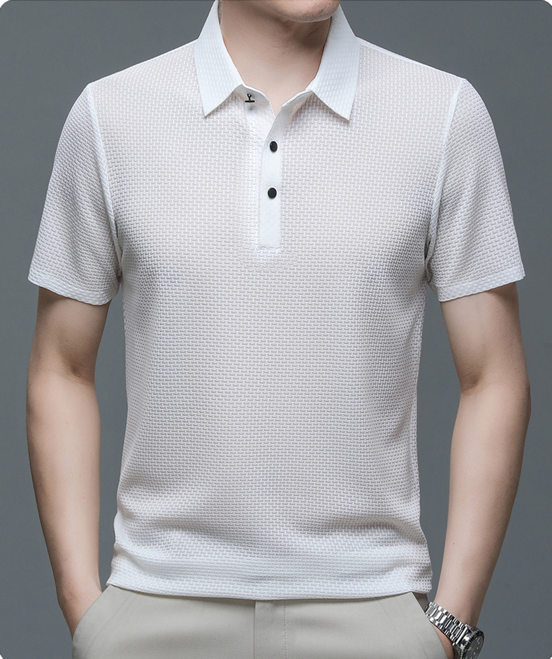 Men's Polo Shirt with Textured Pattern – Modern Casual and Business Polo Shirt