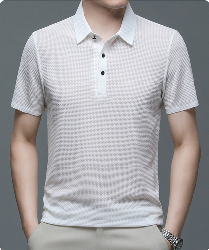 Men's Polo Shirt with Textured Pattern – Modern Casual and Business Polo Shirt