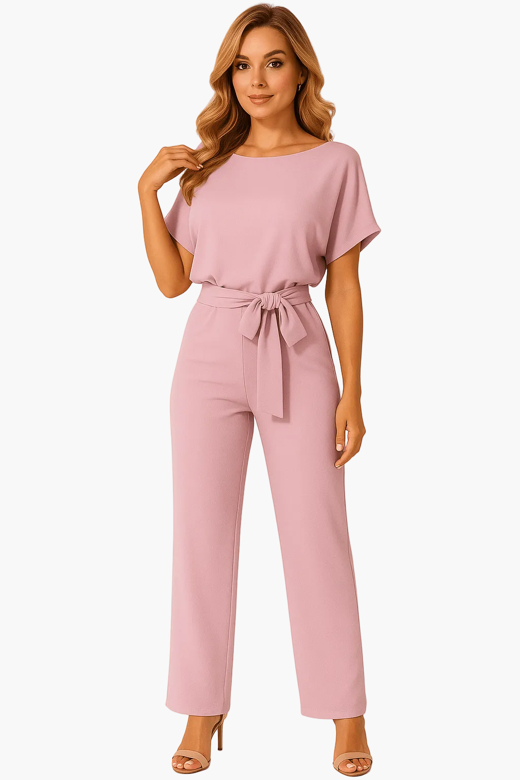 Damen Jumpsuit mit Gürtel – Eleganter Overall für Büro und Freizeit