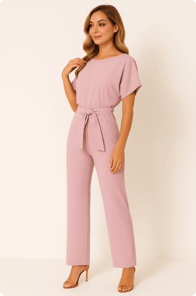 Damen Jumpsuit mit Gürtel – Eleganter Overall für Büro und Freizeit