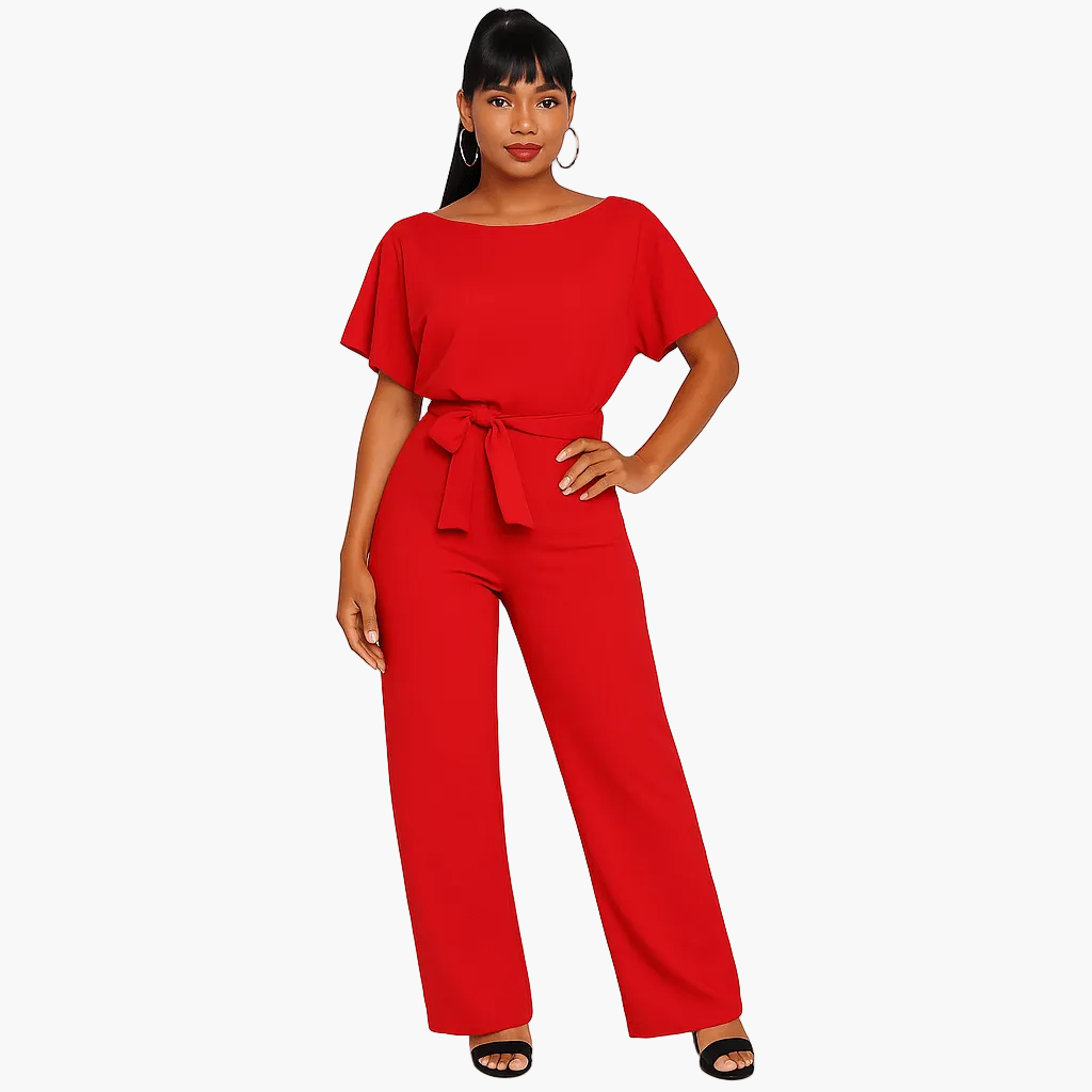 Damen Jumpsuit mit Gürtel – Eleganter Overall für Büro und Freizeit