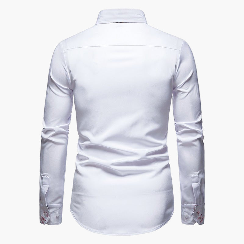 Men's Modern Long-Sleeve Shirt with Paisley Details – Elegant Style for Office & Leisure