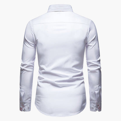 Men's Modern Long-Sleeve Shirt with Paisley Details – Elegant Style for Office & Leisure