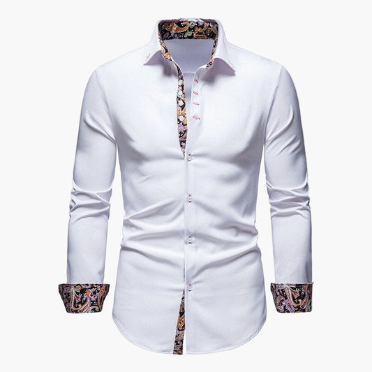 Herren Modernes Langarmhemd mit Paisley-Details – Eleganter Stil für Büro & Freizeit