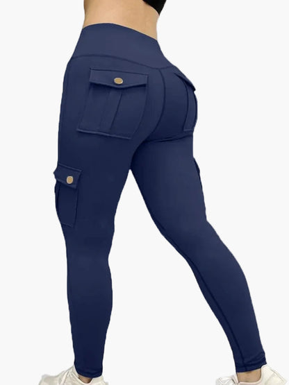 Damen Cargo Fitness Leggings – Sportliche High-Waist Hose mit Taschen für Workout & Freizeit
