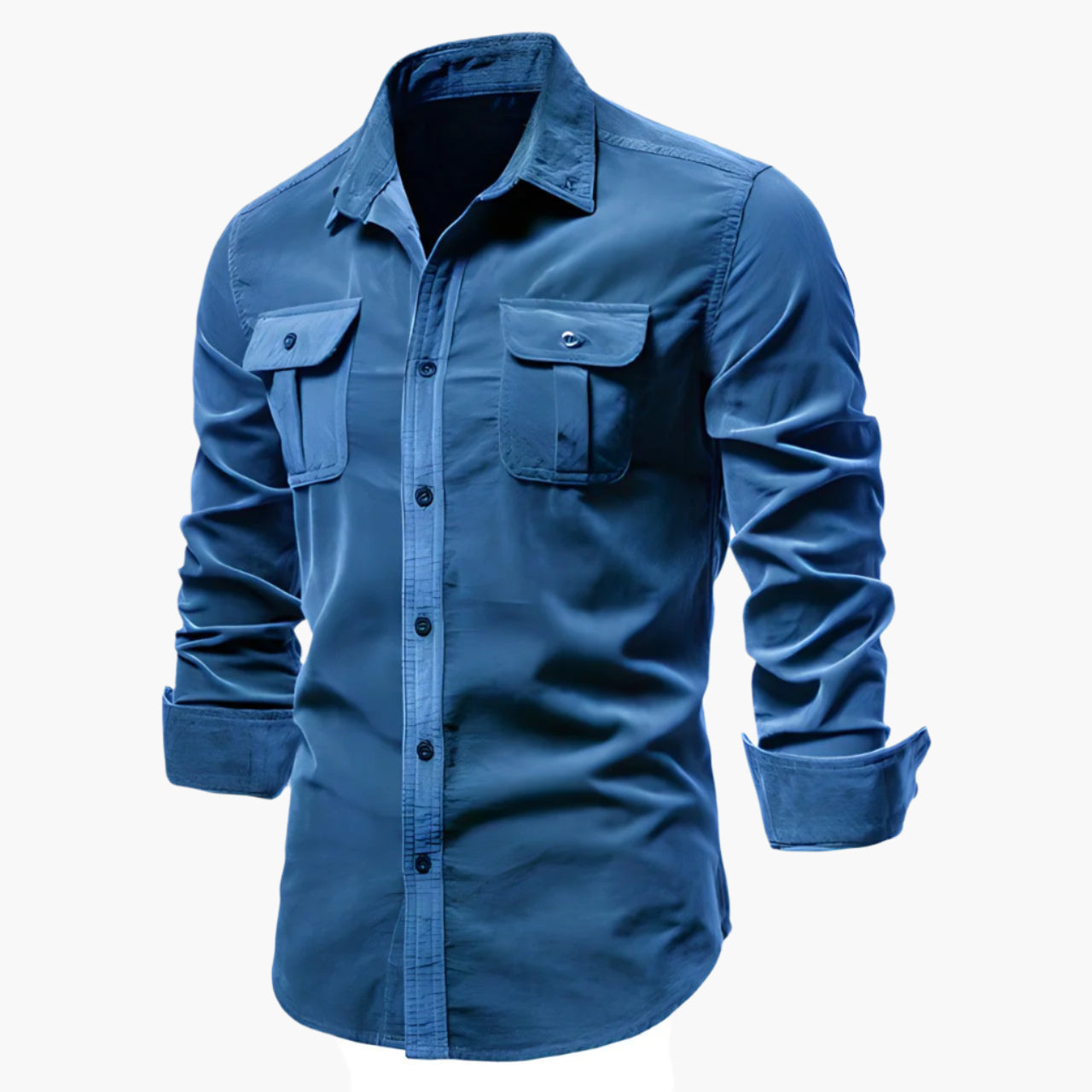 Men's Casual Shirt Slim Fit – Modern Long-Sleeve Shirt with Chest Pockets, Business & Everyday