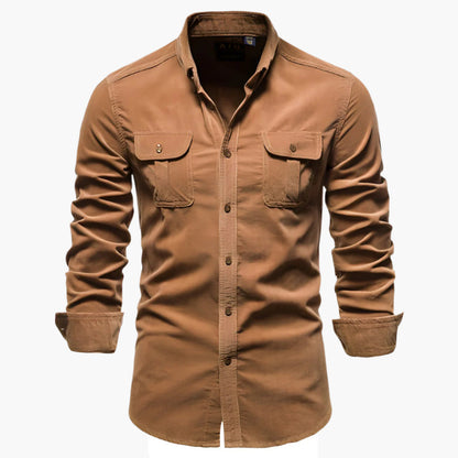 Men's Casual Shirt Slim Fit – Modern Long-Sleeve Shirt with Chest Pockets, Business & Everyday