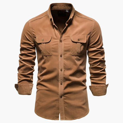 Men's Casual Shirt Modern Slim Fit with Chest Pockets – Long Sleeve, Versatile, Stylish