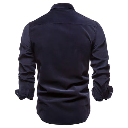 Men's Casual Shirt Slim Fit – Modern Long-Sleeve Shirt with Chest Pockets, Business & Everyday