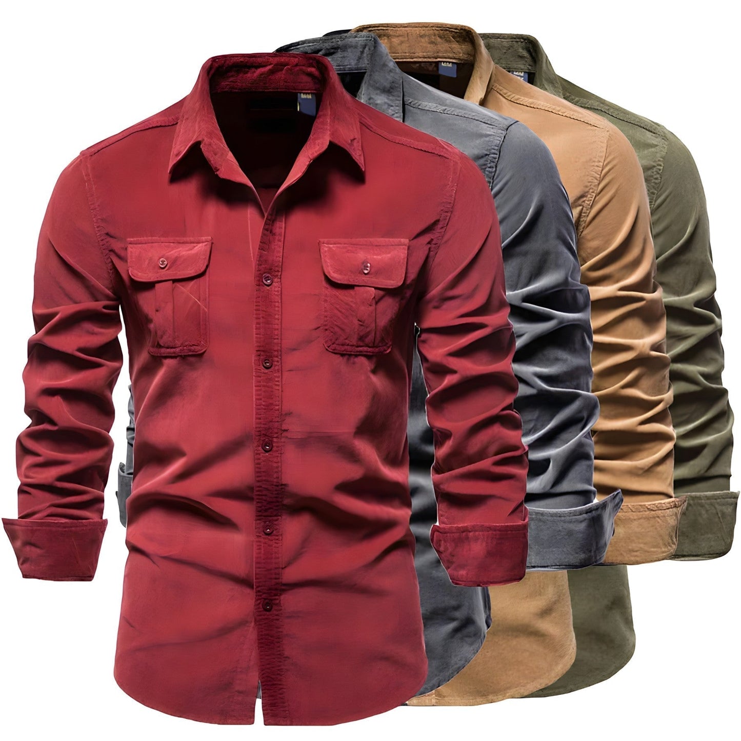 Men's Casual Shirt Slim Fit – Modern Long-Sleeve Shirt with Chest Pockets, Business & Everyday