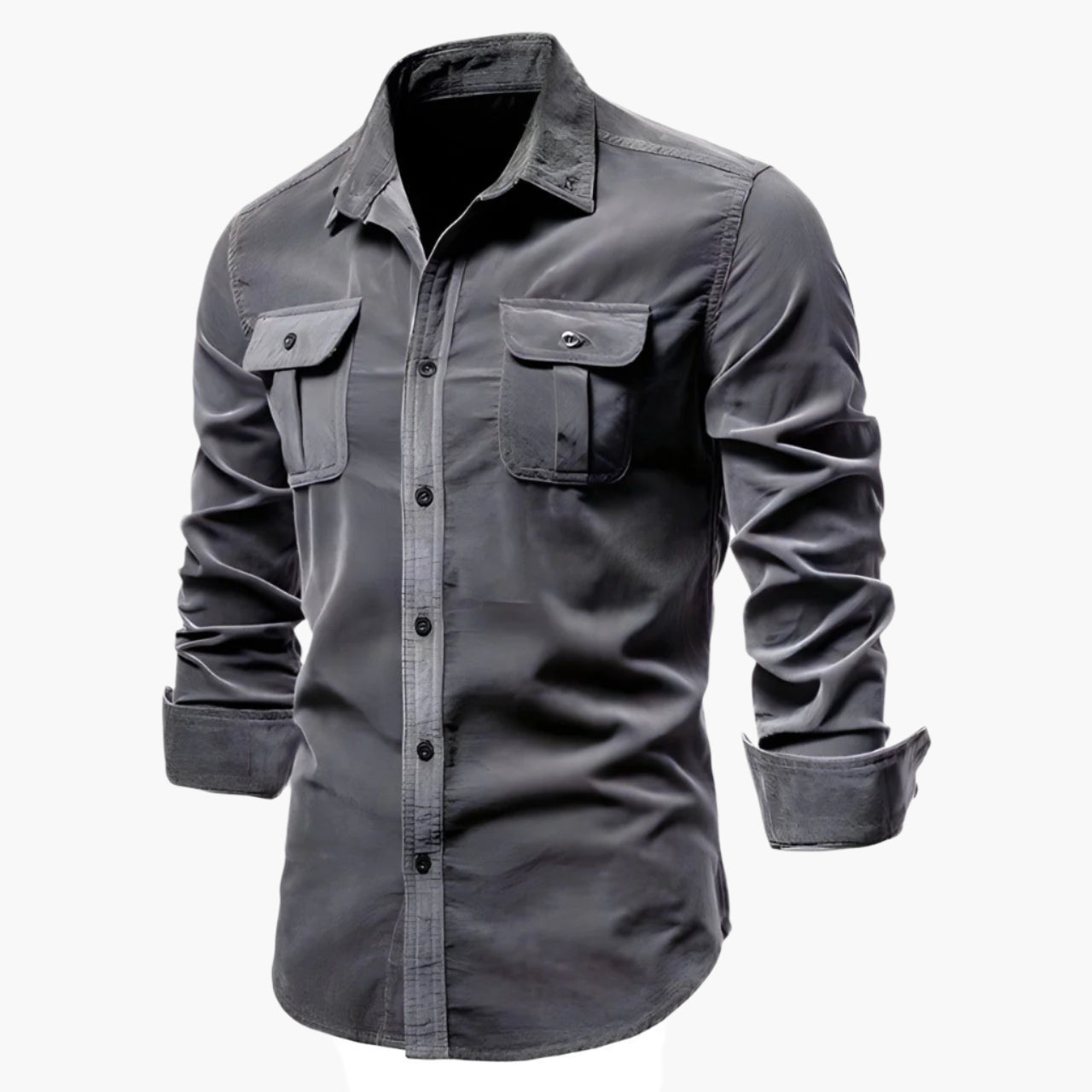 Men's Casual Shirt Slim Fit – Modern Long-Sleeve Shirt with Chest Pockets, Business & Everyday