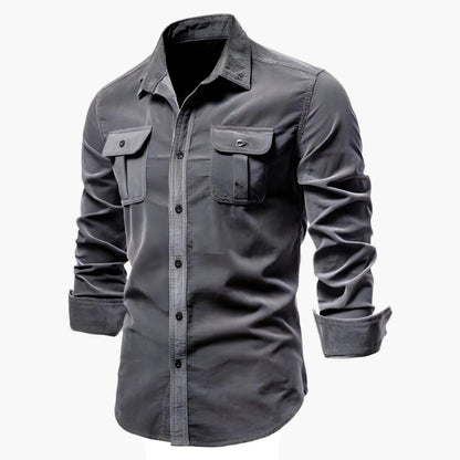 Men's Casual Shirt Slim Fit – Modern Long-Sleeve Shirt with Chest Pockets, Business & Everyday