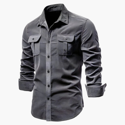 Men's Casual Shirt Modern Slim Fit with Chest Pockets – Long Sleeve, Versatile, Stylish