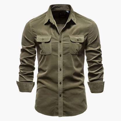Men's Casual Shirt Modern Slim Fit with Chest Pockets – Long Sleeve, Versatile, Stylish