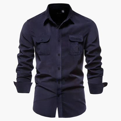 Men's Casual Shirt Modern Slim Fit with Chest Pockets – Long Sleeve, Versatile, Stylish