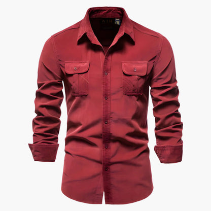 Men's Casual Shirt Slim Fit – Modern Long-Sleeve Shirt with Chest Pockets, Business & Everyday