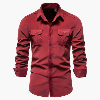 Men's Casual Shirt Modern Slim Fit with Chest Pockets – Long Sleeve, Versatile, Stylish