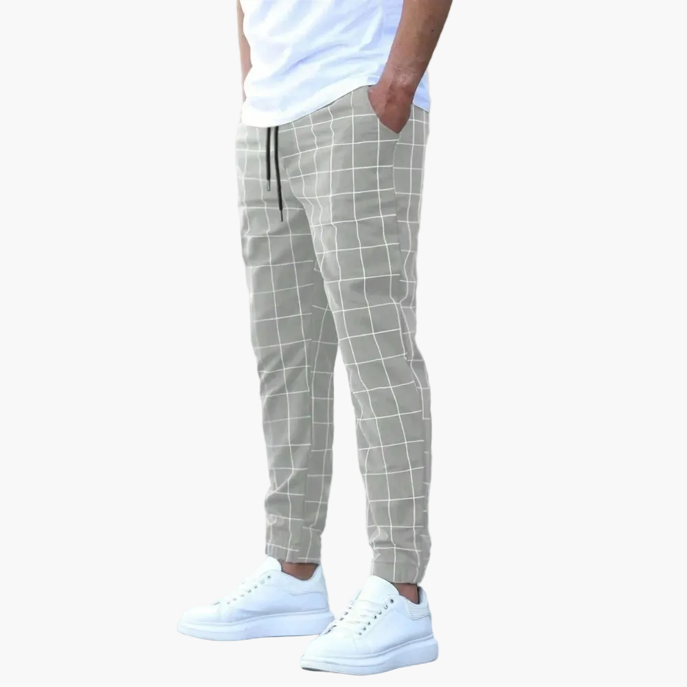 Men's Sweatpants with Checkered Pattern – Modern Leisure and Sports Style