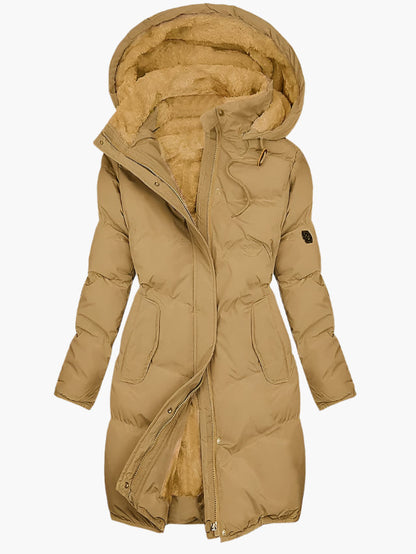 Women's winter quilted coat with hood – elegant, warm parka for everyday & outdoor