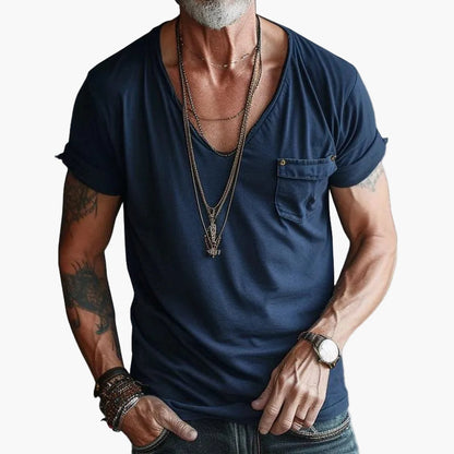 Men's V-neck Shirt with Chest Pocket – Modern Casual and Street Style Look