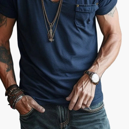 Men's V-neck Shirt with Chest Pocket – Modern Casual and Street Style Look