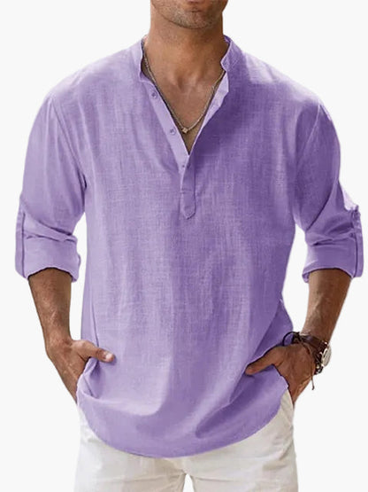 Men's Casual Shirt with V-Neck and Button Placket – Relaxed Style for Everyday Life & Vacation