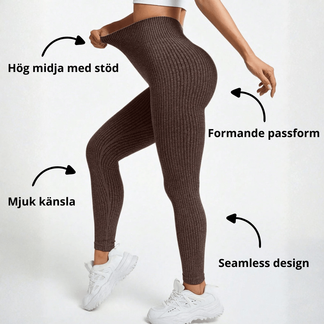Women's Seamless Ribbed Leggings – Sporty High Waist Yoga Exercise Pants