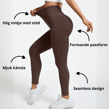 Women's Seamless Ribbed Leggings – Sporty High Waist Yoga Exercise Pants