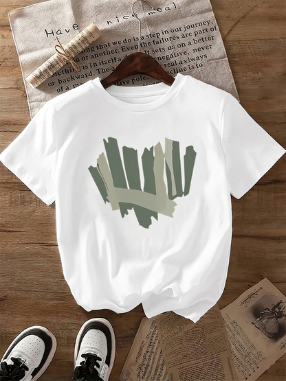 Women's T-shirt with abstract print, casual, fashionable for everyday and leisure use