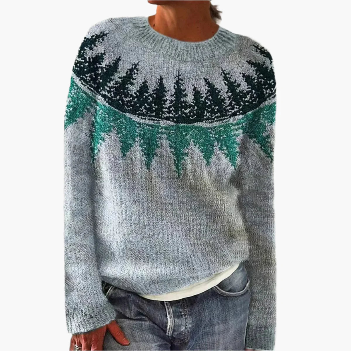 Women's Retro Sweater with Crew Neck – Comfortable Knit Sweater in Vintage Style for Autumn