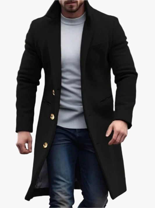 Herren Klassischer Wintermantel – Eleganter Langer Mantel für Business & Freizeit
