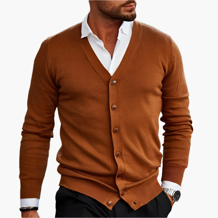Men's cardigan with V-neck – Elegant business & casual knit jacket