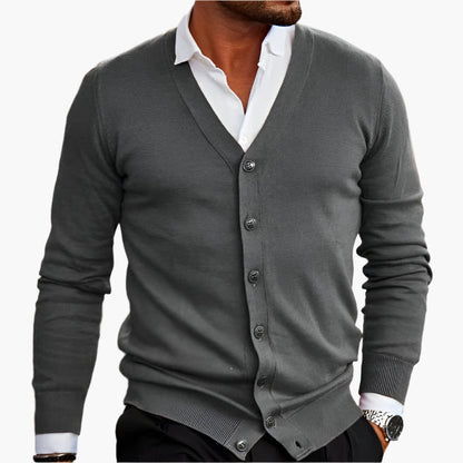 Men's cardigan with V-neck – Elegant business & casual knit jacket
