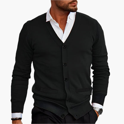 Men's cardigan with V-neck – Elegant business & casual knit jacket
