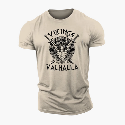 Herren T-Shirt Wikinger Vintage Stil – Victory or Valhalla Motiv