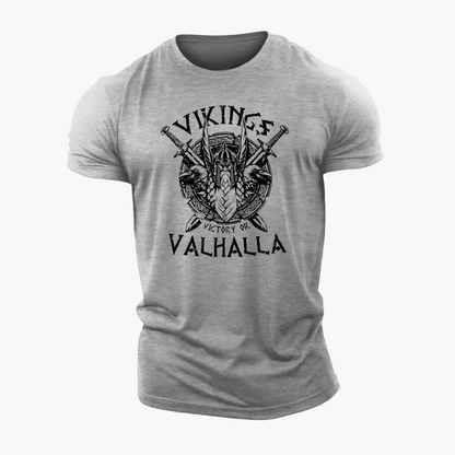 Herren T-Shirt Wikinger Vintage Stil – Victory or Valhalla Motiv