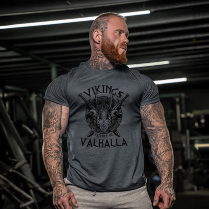 Herren T-Shirt Wikinger Vintage Stil – Victory or Valhalla Motiv