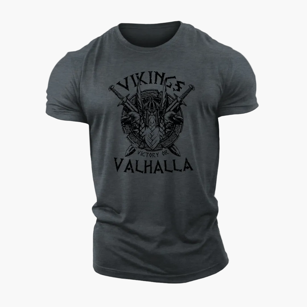 Herren T-Shirt Wikinger Vintage Stil – Victory or Valhalla Motiv
